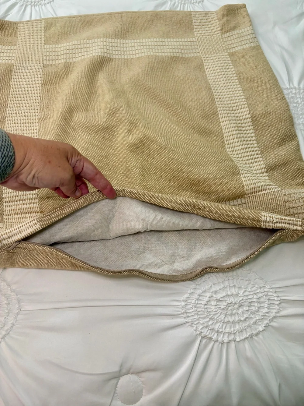 Threshold Studio McGee Neutral Tan & Cream Cotton Toss Pillow Cover 24 x 24